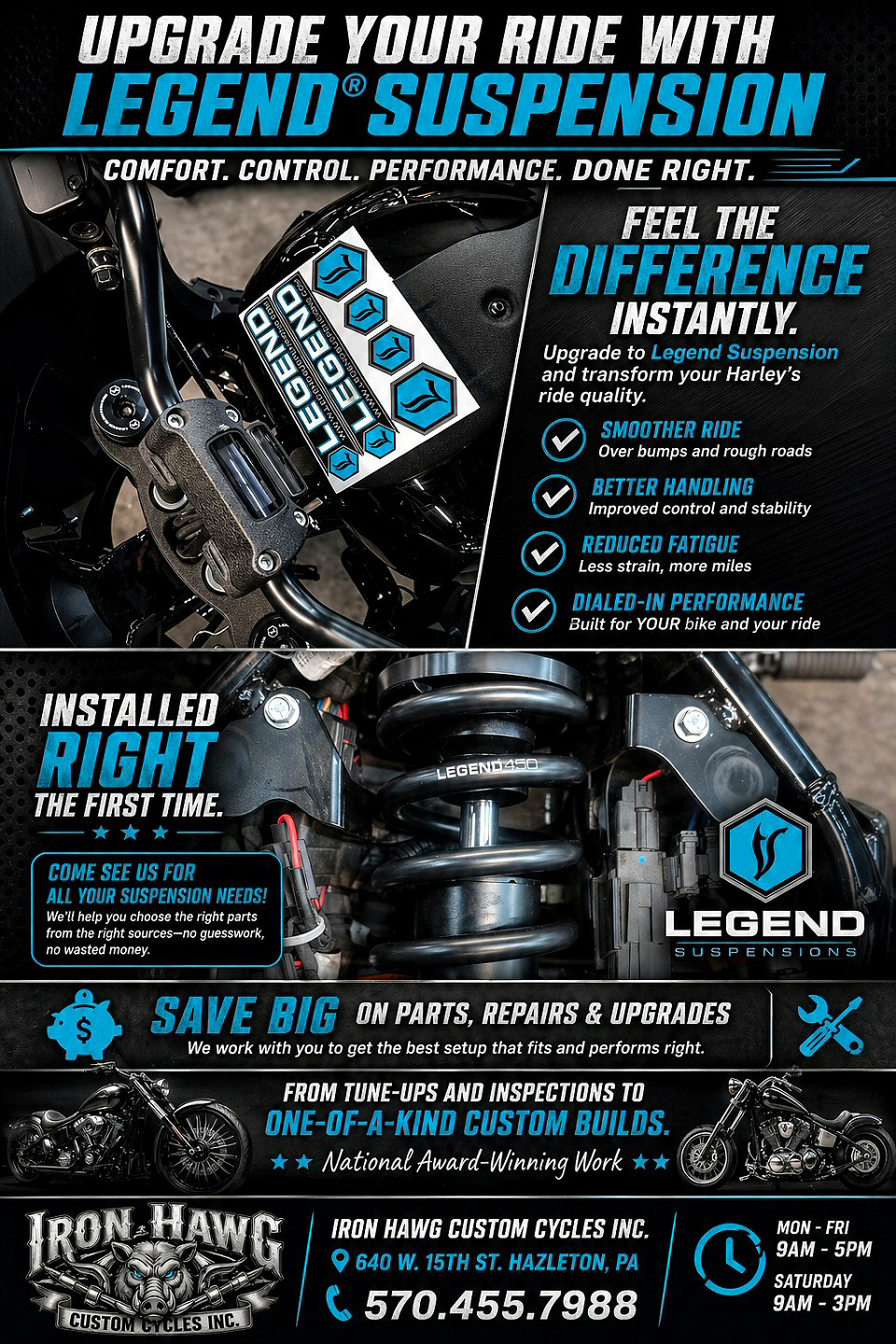 Harley Suspensions at Iron Hawg Custom Cycles Hazleton PA