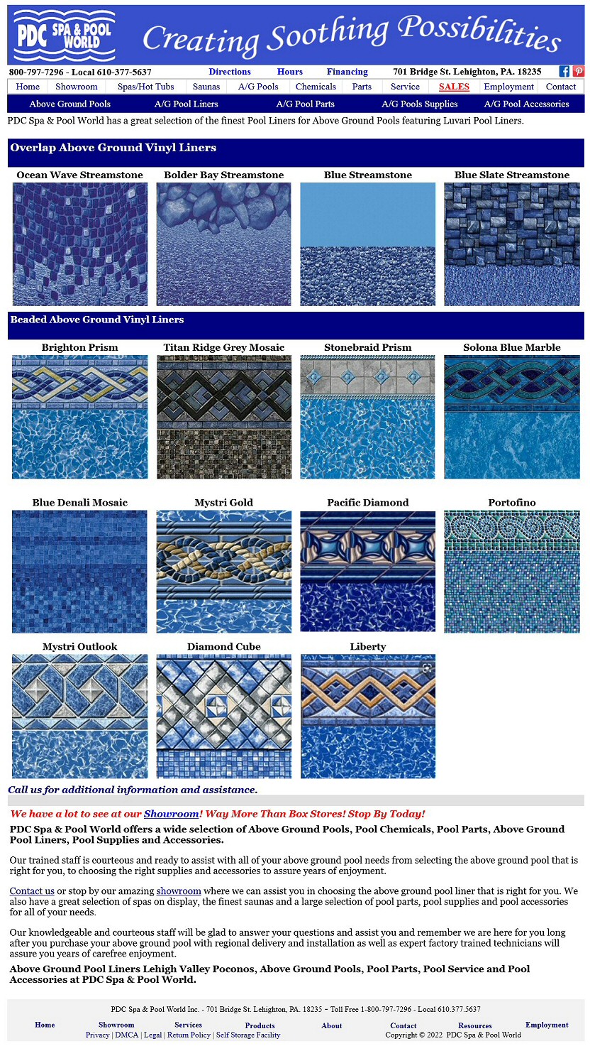 Pool Liners Above Ground Pool Liners Lehighton Poconos Lehigh Valley PDC Spa and Pool World